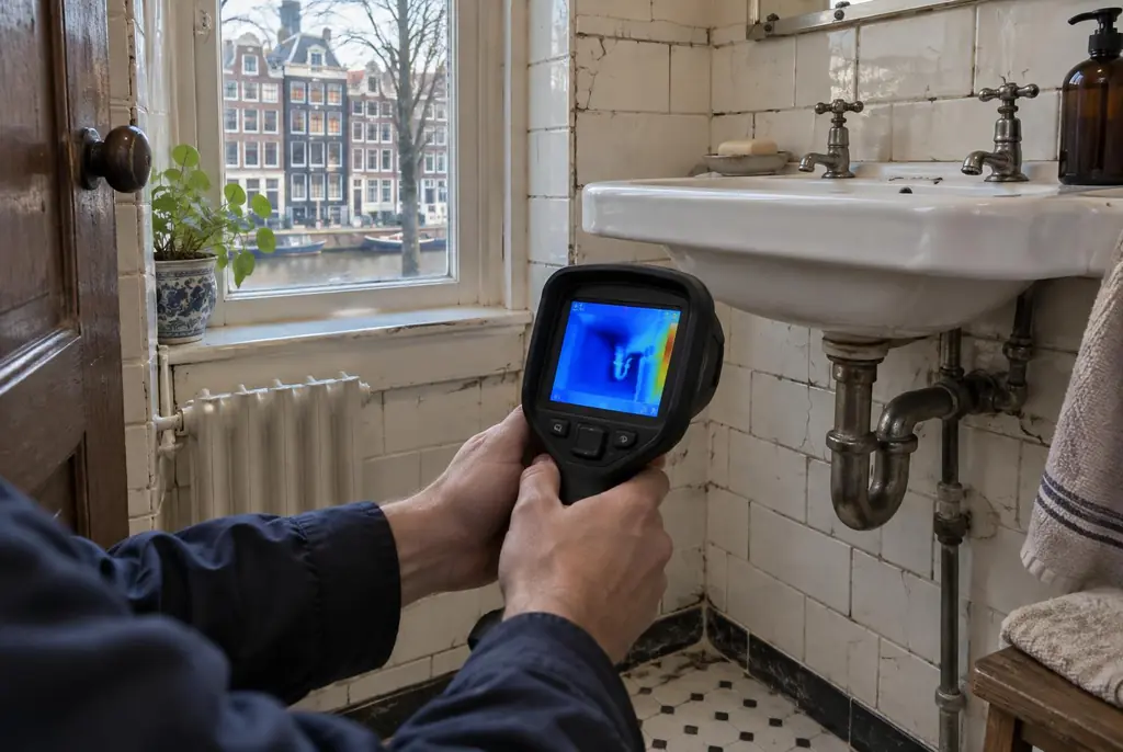 Lekdetectie Zeist – badkamer met oude leidingen achter de tegels