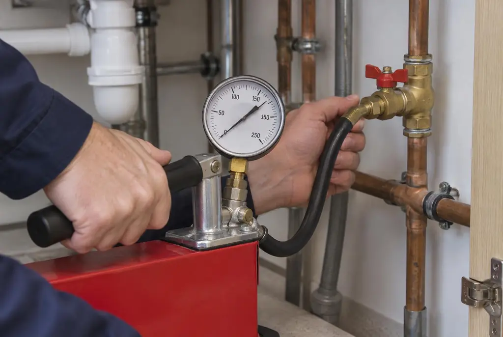 Lekdetectie Zeist – druktest op een waterleiding met een manometer