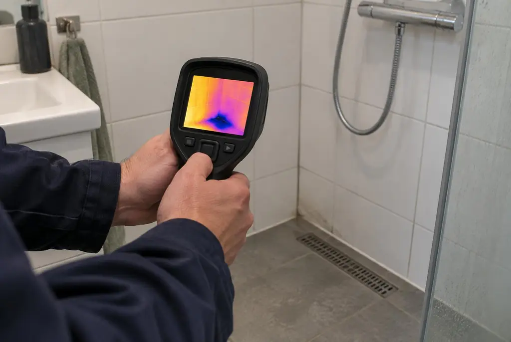 Lekdetectie Zeist – lekdetectiespecialist met warmtebeeldcamera in een badkamer