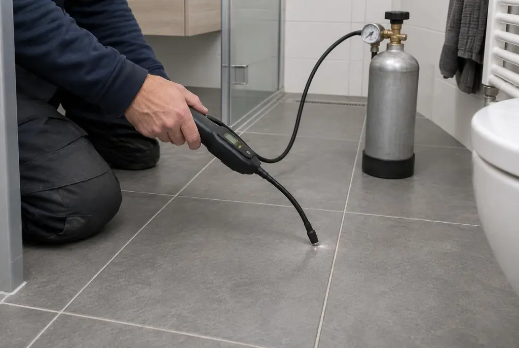 Lekdetectie Zeist – technicus spoort met tracergas een lekkage op in de vloer